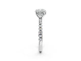 White gold Cushion Cut Diamond Solitaire Ring with Round  Pavé Band and Four-Prong Setting_67