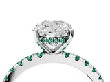 White gold Cushion Cut Diamond Solitaire Ring with Round with Green Sapphire side stone Pavé Band and Four-Prong Setting_40