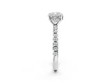 White gold Cushion Cut Diamond Solitaire Ring with Round with Moissanite side stone Pavé Band and Four-Prong Setting_14