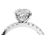 White gold Cushion Cut Diamond Solitaire Ring with Round with Moissanite side stone Pavé Band and Four-Prong Setting_28