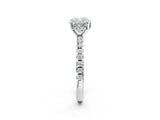 White gold Cushion Cut Diamond Solitaire Ring with Round with Moissanite side stone Pavé Band and Four-Prong Setting_38