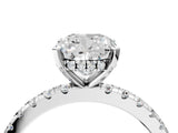 White gold Cushion Cut Diamond Solitaire Ring with Round with Moissanite side stone Pavé Band and Four-Prong Setting_40