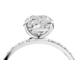 White gold Cushion Cut Diamond Solitaire Ring with Round with Moissanite side stone Pavé Band and Prong Setting_16