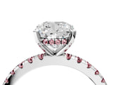 White gold Cushion Cut Diamond Solitaire Ring with Round with Morganite side stone Pavé Band and Four-Prong Setting_28