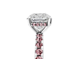White gold Cushion Cut Diamond Solitaire Ring with Round with Morganite side stone Pavé Band and Four-Prong Setting_29