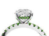 White gold Cushion Cut Diamond Solitaire Ring with Round with Peridot side stone Pavé Band and Four-Prong Setting_40