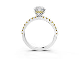 White gold Cushion Cut Diamond Solitaire Ring with Round with Yellow Sapphire side stone Pavé Band and Four-Prong Setting_39