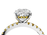 White gold Cushion Cut Diamond Solitaire Ring with Round with Yellow Sapphire side stone Pavé Band and Four-Prong Setting_40