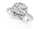 White gold Cushion Cut Diamond Solitaire Ring with Shared Prong Pavé Band_1