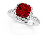 White gold Cushion Cut Diamond Solitaire Ring with Shared Prong Pavé Band_1