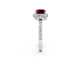 White gold Cushion Cut Diamond Solitaire Ring with Shared Prong Pavé Band_2