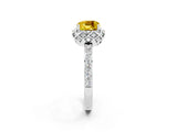 White gold Cushion Cut Diamond Solitaire Ring with Shared Prong Pavé Band_2