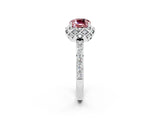 White gold Cushion Cut Diamond Solitaire Ring with Shared Prong Pavé Band_2