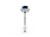 White gold Cushion Cut Diamond Solitaire Ring with Shared Prong Pavé Band_2