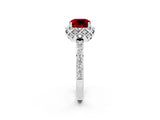 White gold Cushion Cut Diamond Solitaire Ring with Shared Prong Pavé Band_2