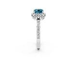 White gold Cushion Cut Diamond Solitaire Ring with Shared Prong Pavé Band_2