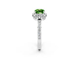 White gold Cushion Cut Diamond Solitaire Ring with Shared Prong Pavé Band_2