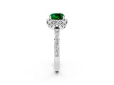 White gold Cushion Cut Diamond Solitaire Ring with Shared Prong Pavé Band_2