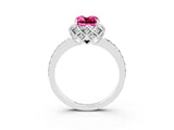 White gold Cushion Cut Diamond Solitaire Ring with Shared Prong Pavé Band_3