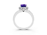 White gold Cushion Cut Diamond Solitaire Ring with Shared Prong Pavé Band_3