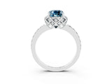 White gold Cushion Cut Diamond Solitaire Ring with Shared Prong Pavé Band_3