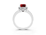 White gold Cushion Cut Diamond Solitaire Ring with Shared Prong Pavé Band_3