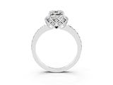 White gold Cushion Cut Diamond Solitaire Ring with Shared Prong Pavé Band_3