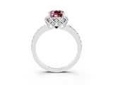 White gold Cushion Cut Diamond Solitaire Ring with Shared Prong Pavé Band_3