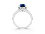 White gold Cushion Cut Diamond Solitaire Ring with Shared Prong Pavé Band_3