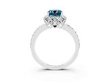 White gold Cushion Cut Diamond Solitaire Ring with Shared Prong Pavé Band_3