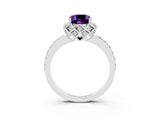White gold Cushion Cut Diamond Solitaire Ring with Shared Prong Pavé Band_3