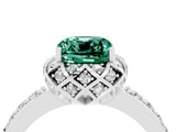 White gold Cushion Cut Diamond Solitaire Ring with Shared Prong Pavé Band_4