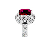 White gold Cushion Cut Diamond Solitaire Ring with Shared Prong Pavé Band_5