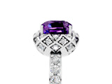 White gold Cushion Cut Diamond Solitaire Ring with Shared Prong Pavé Band_5