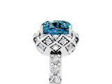 White gold Cushion Cut Diamond Solitaire Ring with Shared Prong Pavé Band_5
