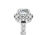 White gold Cushion Cut Diamond Solitaire Ring with Shared Prong Pavé Band_5