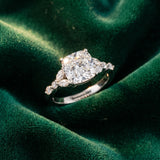 White gold Cushion Cut Diamond Solitaire Ring with Side Stones and Four-Prong Setting_16
