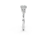 White gold Cushion Cut Diamond Solitaire Ring with Side Stones and Four-Prong Setting_64