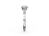 White gold Cushion Cut Diamond Solitaire Ring with Tapered Baguette Accents and Four-Prong Setting_74