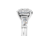 White gold Cushion Cut Diamond Solitaire Ring with Tapered Baguette Accents and Four-Prong Setting_77