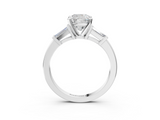 White gold Cushion Cut Diamond Solitaire Ring with Tapered Baguette Accents and Four-Prong Setting_79