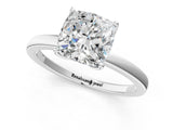 White gold Cushion Cut Diamond Solitaire Ring with Thin Band and Prong Setting_13