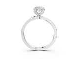White gold Cushion Cut Diamond Solitaire Ring with Thin Band and Prong Setting_15