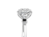 White gold Cushion Cut Diamond Solitaire Ring with Thin Band and Prong Setting_17