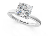 White gold Cushion Cut Diamond Solitaire Ring with Thin Band and Prong Setting_37
