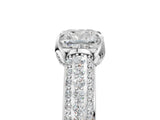 White gold Cushion Cut Diamond Solitaire Ring with Three-Row Pavé Band and Four-Prong Setting_50