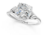 White gold Cushion Cut Diamond Solitaire Ring with Twist Band and Four-Prong Setting_79