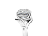 White gold Cushion Cut Diamond Solitaire Ring with Twist Band and Four-Prong Setting_81