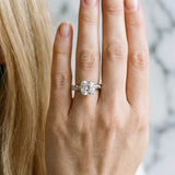 White gold Cushion Cut Diamond Solitaire Ring with Twisted Band and Pavé Accents_86