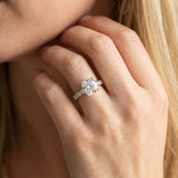 White gold Cushion Cut Diamond Solitaire Ring with U-Prong Diamond Band and Four Prong Setting_36